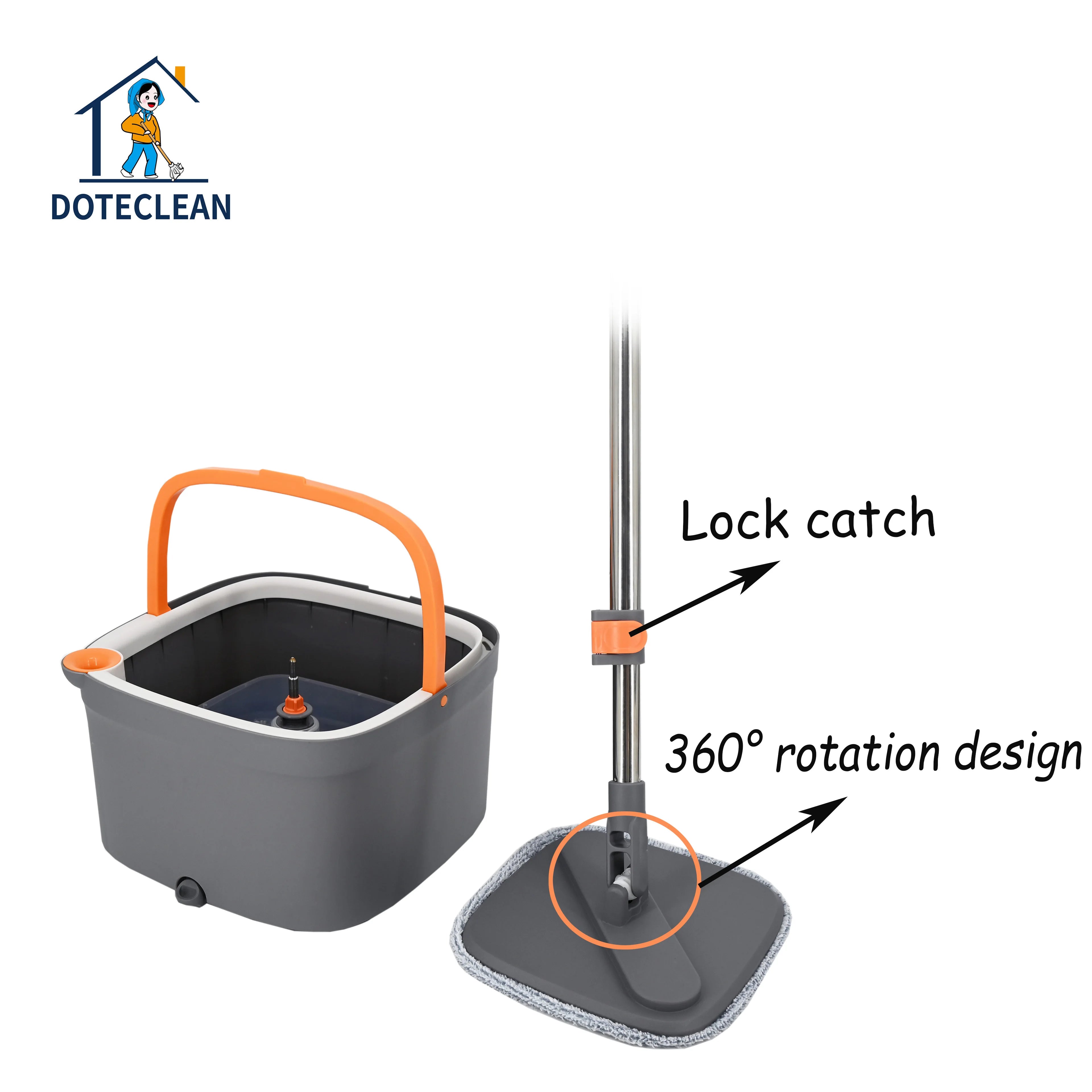 360 Rotating Flat Rectangle Spin Dirty Water Separation Clean Water Mop Floor Cleaning with 1 Mophead Packaging Hot Sale
