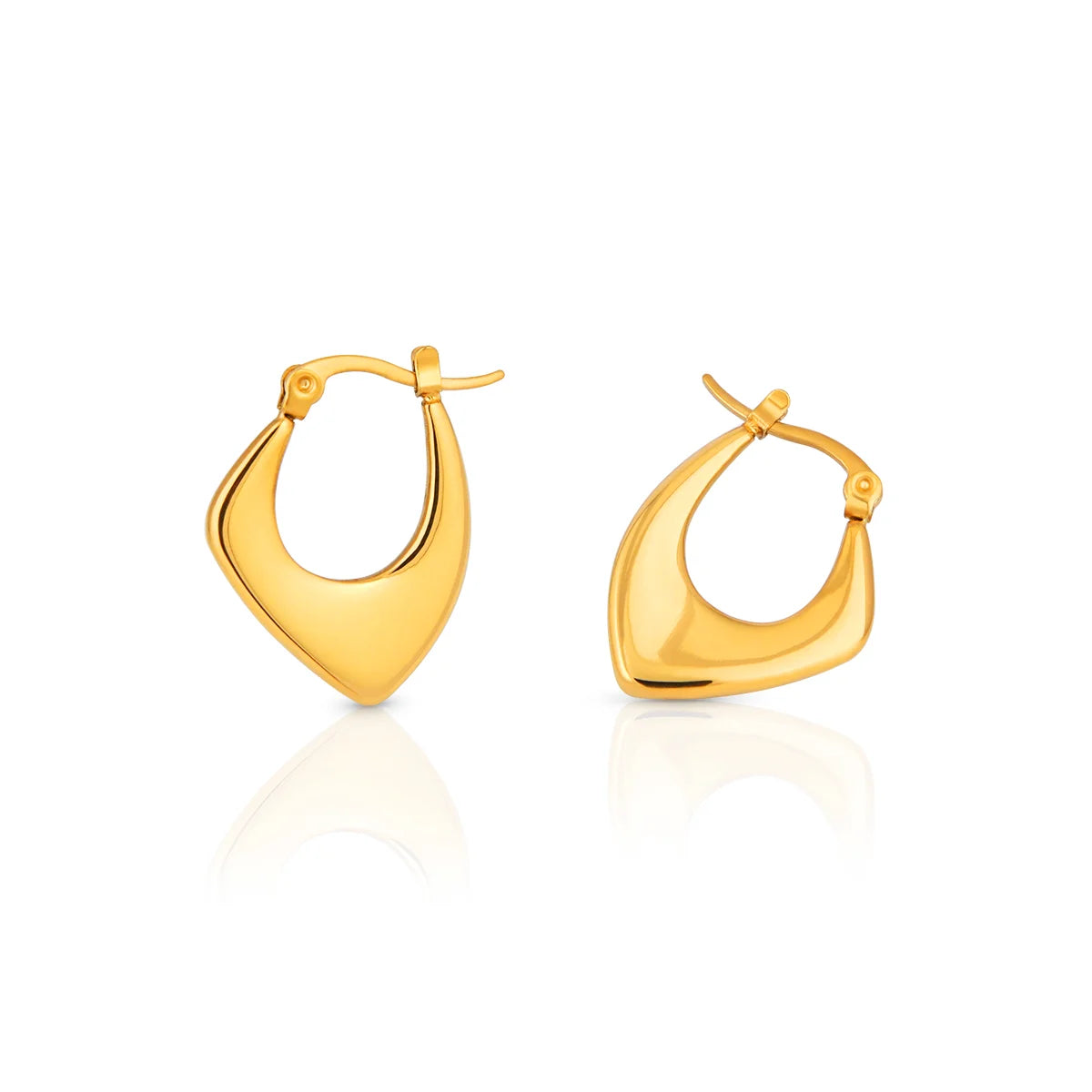 Chris April Stylish Jewelry 316L Stainless Steel Pvd Gold Plated Non-tarnish Geometric Hoop Earrings