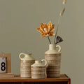 Cross-Border Scandinavian Bohemian Style Hand-Painted Ceramic Vase New Home Decorations with Ear Ornaments for Desktop
