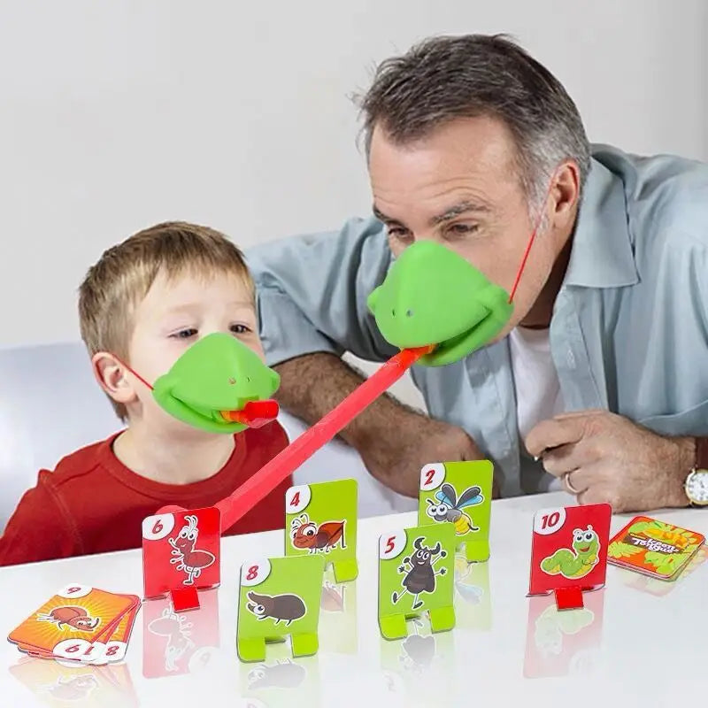Frog Mouth Tongue Playing Cards Competitive Parent Child Interactive Tabletop Children Toys Mask Tongue Lick Cards Board Games