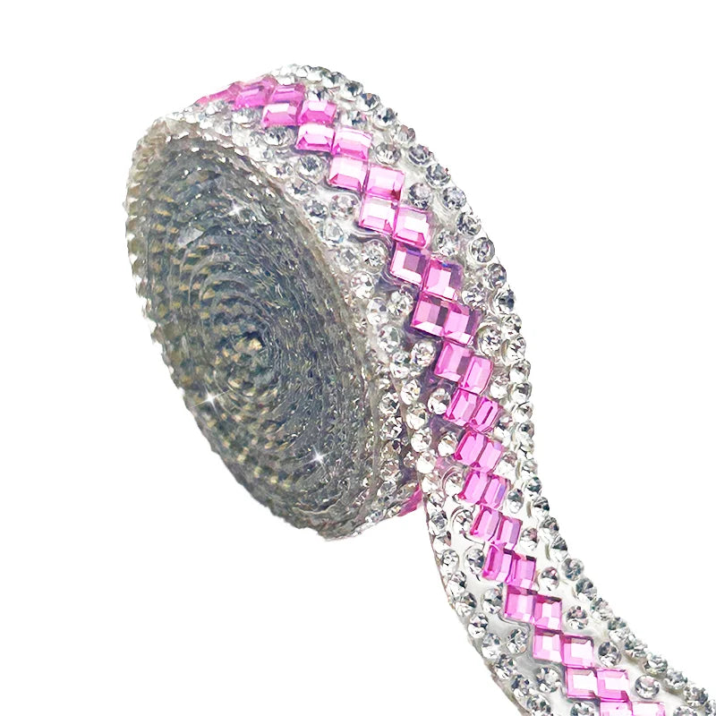 3mm Glass Rhinestone Trim Colorful Hotfix Crystal Rhinestones Chain DIY Dress Jewelry Ribbon Appliques Strass Applicator for