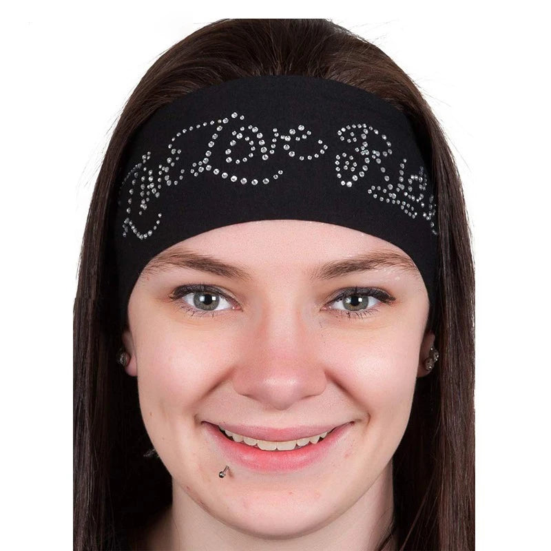MIO Fashion New Wide Yoga Elastic Hair Bands Fashion Personality Rhinestone Headband Workout Running Sports Non Slip Headbands