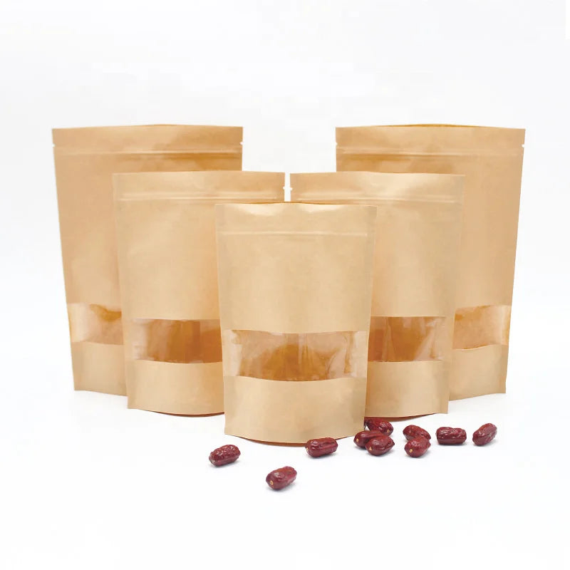 Eco Friendly Biodegradable Ziplock Kraft Custom Paper Small Packaging Bags