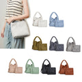 2 PCS Women Neoprene Weave Woven Retro Tote Bag Fashion PU High Quality Hand Knitted Soft Shoulder Bucket Knitting Bag