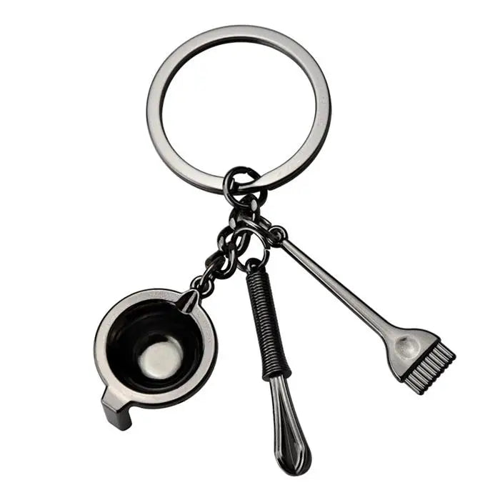 Creative Stereoscopic Hair Coloring Cream Key Chain Barber Brush Pendant Mixer Key Chain Haircut Small Gifts Barber Gift