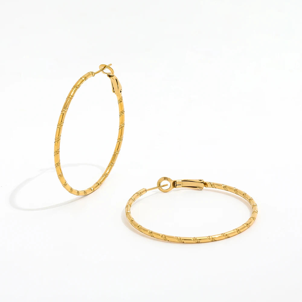 New Ins Hot Earring 18K PVD Gold Big Stainless Steel Hoop Earring 45MM