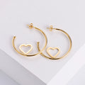 Trendy Stylish Bulk Waterproof Non Tarnish 18k Gold Plated Big Heart Earrings Stainless Steel