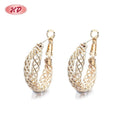 Hengdian 18k Gold Plated Earrings for Women Stylish Hollow Hanging Zircon Earrings Wholesale Fashion Jewelry Gift for Women