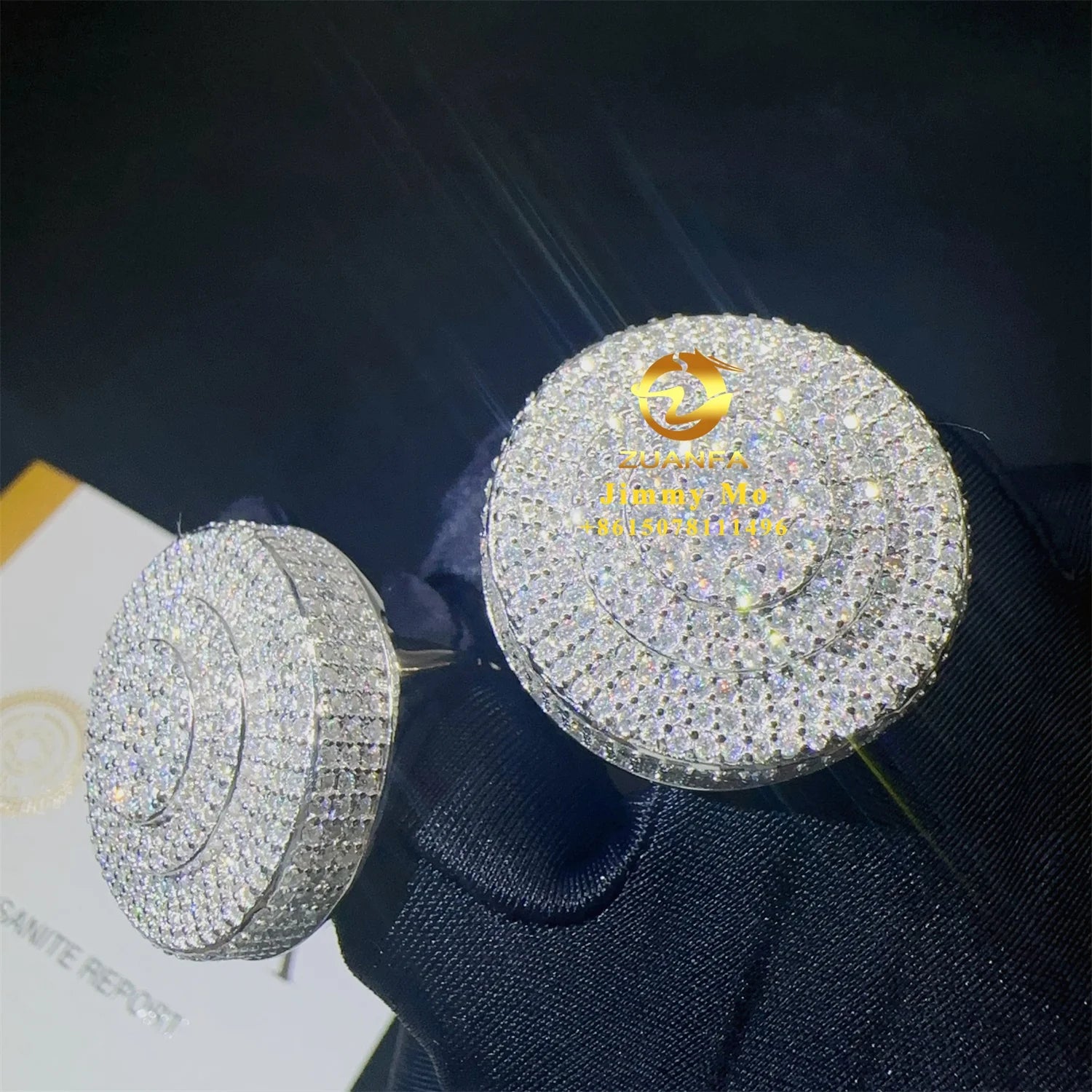 Ready to Ship Iced Out Luxury Big Hip Hop Rapper Jewelry 925 Sterling Silver Vvs Moissanite Diamond Iced Out Men Man Ring