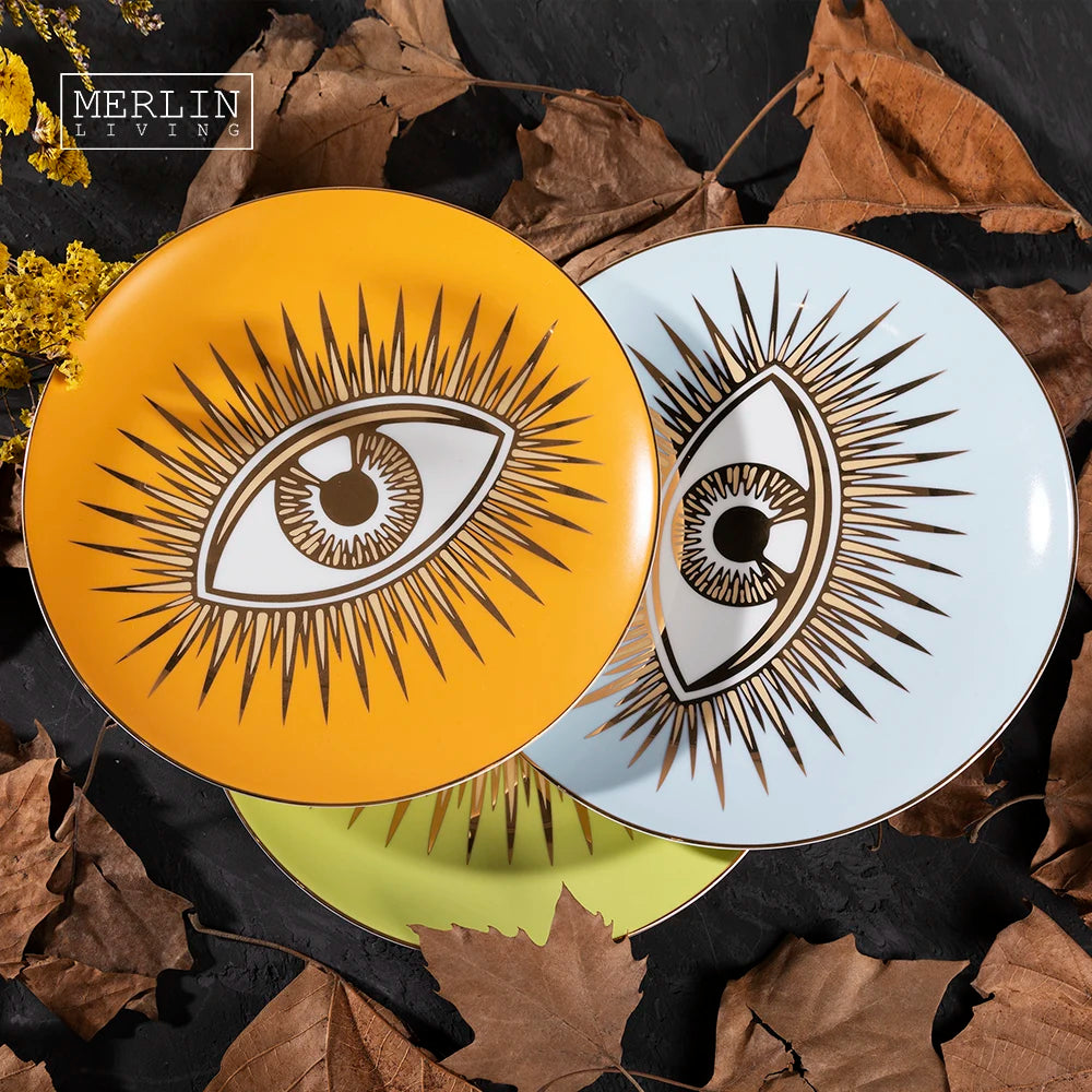 Merlin Living Decorative Plates Eye of Luck Home Decor Fruit Plate Porcelain Accessories Table Decoration for Dishes Plates Set