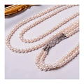 Custom White 7-8mm Mother's Day Necklace Long Double-Layered Chain with Bead Elegant Pearl Accessory for Women