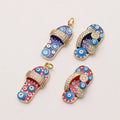 Slipper Shoes Charm Enamel Attachment for Necklace BraceletHandy Craft Summer Beach Jewelry Supply Wholesale