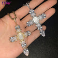 For Foxi Silver Gold Plated Virgin Mary Shell Necklace Custom Logo Religious Cross Jewellery with Zircon Brass As Main Ston