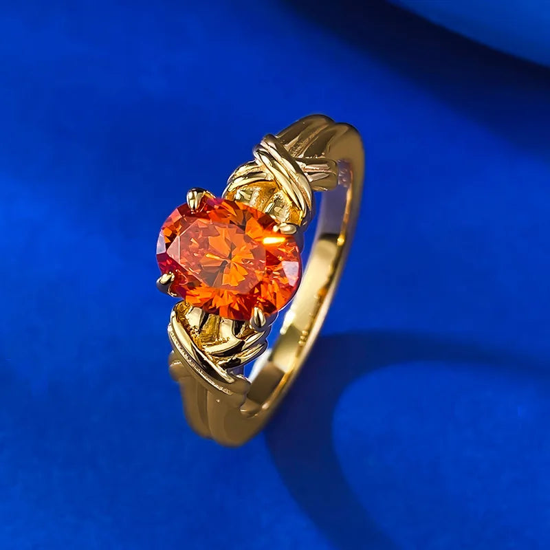 925 Silver Jewelry 6*8mm Oval Fenda Stone Radian Ice Flower Cut Zircon Ring for Women