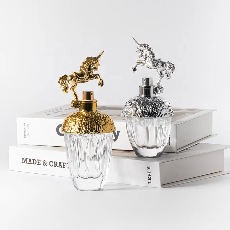 50ml Wholesale Luxury Ladies Perfume Bottle 30ml Fragrance Unique Shape Glass Perfume Gold Silver Spray Luxury Perfume Bottle
