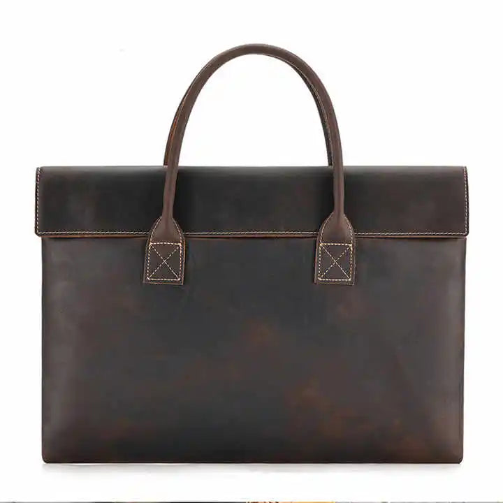 Retro Design Genuine Leather Briefcase Men Laptop Bag Suitable for Business Use Men Travel Lightweight Handbag