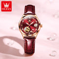 OLEVS 6601 Trendy Classic Design Mechanical Watch Dial Waterproof Diamonds  Leather  Lady Watch Watches Women Luxury Wristwatch