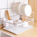 HelloWorld Large Capacity Drain Dish Rack Wrought Iron Tableware Storage Dish Rack Fashion Multifunctional Kitchen Rack