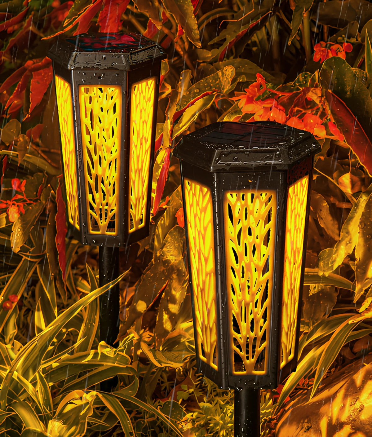 Outdoor Waterproof Hexagan Hollow Out Pattern Solar Pathway Light for Villa Garden Community Landscape Decorationwn