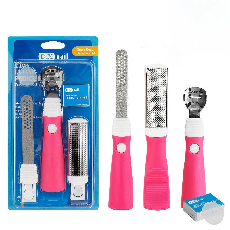 Professional Pedicure Kit 3 in 1 Replaceable Stainless Steel Foot Rasp File Callus Remover Feet Scrubber Corn Removal Set