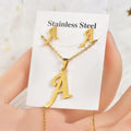 FanYue  26 Stainless Steel Alphabet Letter Initial Gold Stainless Steel Jewelry Sets Earrings and Necklace for Women Men 2023