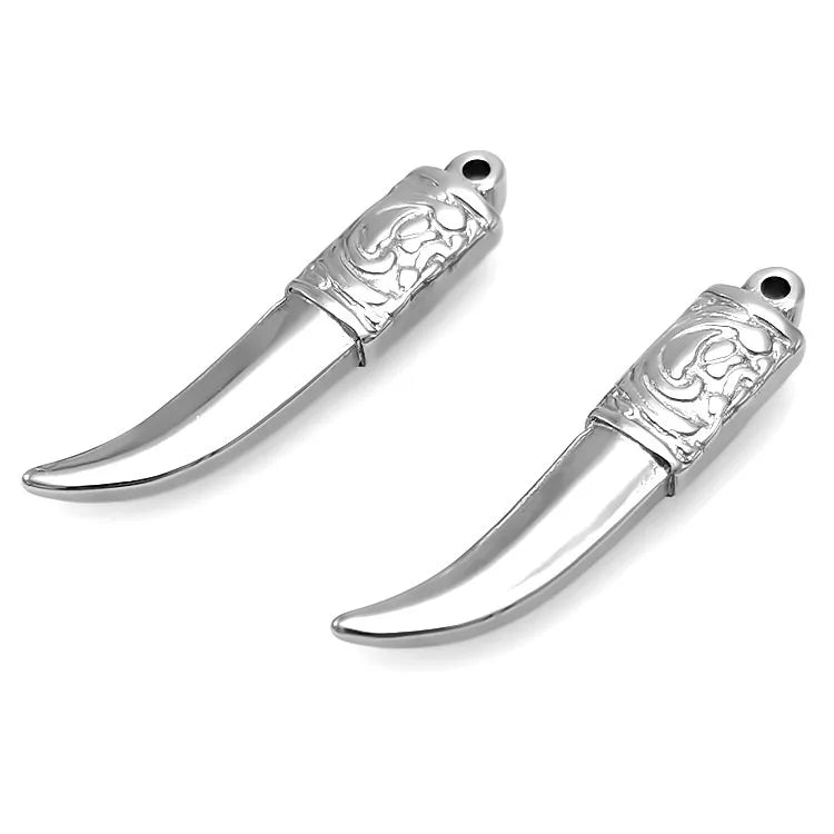 Handmade Designs Wolf Tooth Jewelry Making Accessories Stainless Steel Ox Horn Charm Pendant
