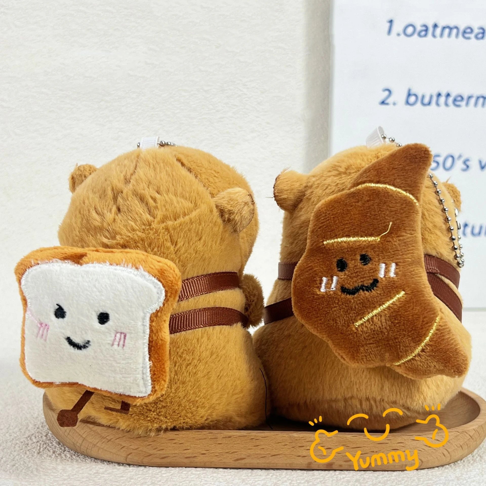 Bread Plush Capybara Doll Charm Key Chain Claw Machine Croissant Capybara Fluffy Stuffed Animal Toy Bag Pendant Accessories