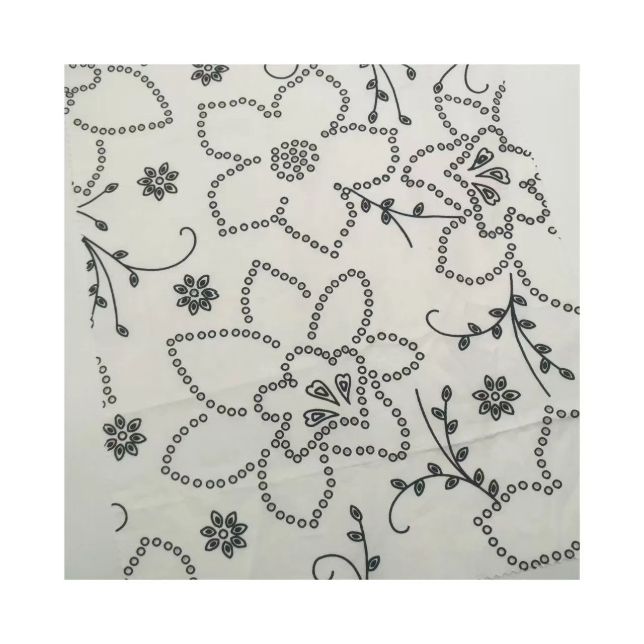 2024 Fashion Design White Black Woven Breathable 100% Cotton Burnout Medium Weight Eyelet Flower Pattern Fabrics for Dress
