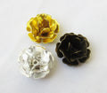 Brass Plated Roses Flower 15mm Textured Filigree Findings Brass Craft Supplies