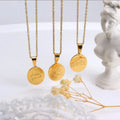 Custom Carved Stainless Steel Smooth Engraved Oval Pendant Necklace Gold Plated for Wedding and Party Occasions