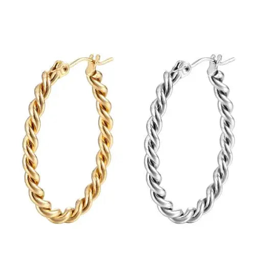 Fashionable Twisted Braided Hoop Earrings for Women Modern Fashion Croissant Earrings Girls Geometric Gold Hoops Earring