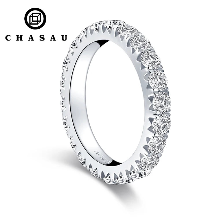 Fashion Women 3MM 0.1ct CZ Cubic Zircon Ring 925 Sterling Silver Full Stones Eternity Wedding Bands Tennis Ring for Girl