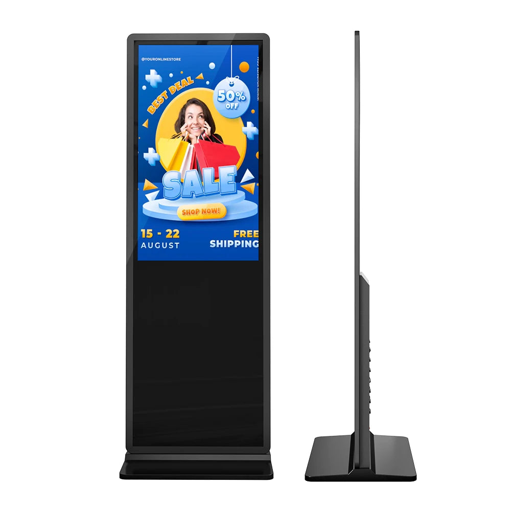 MWE USA Ready to Ship Indoor LCD Digital Signage Floor Standing Advertising Media Player 43Inch Black Touch Android System Kiosk