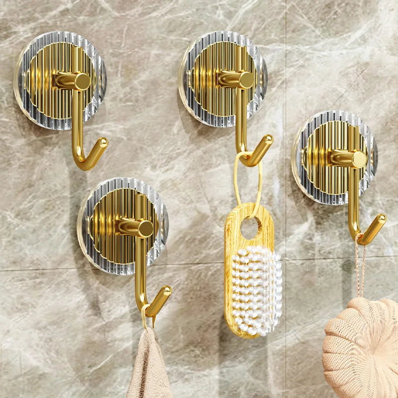New Light Luxury Household Metal Wall-Mounted Hook Wholesale Creative Multifunction Adhesive Hooks for Bathroom Living Room