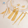 SUMMLY Wholesale Trendy Geometric 18K Gold Plated Stainless Steel Pearl Chain Tassel Stud Earrings Fashion Jewelry