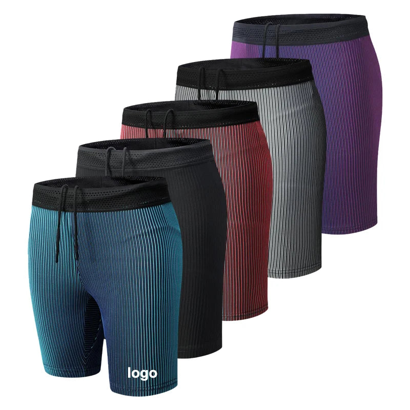 Men's Casual Compression ShortsSpandex Yoga Running Underwear Sports Biking Running-Mid Waist Flat Front Loose Fit