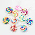 Lovely Polymer Clay Lollipop Cabochons Colorful Swirl Candy Lollipop Dessert Sweets Flatback Swirl Lollipop