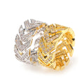 Trendy Luxury Women's Engagement Wedding Rings 3A Cubic Zirconia Full Iced Silver Arrow Gold Plated Inlay Hip Hop Style Parties