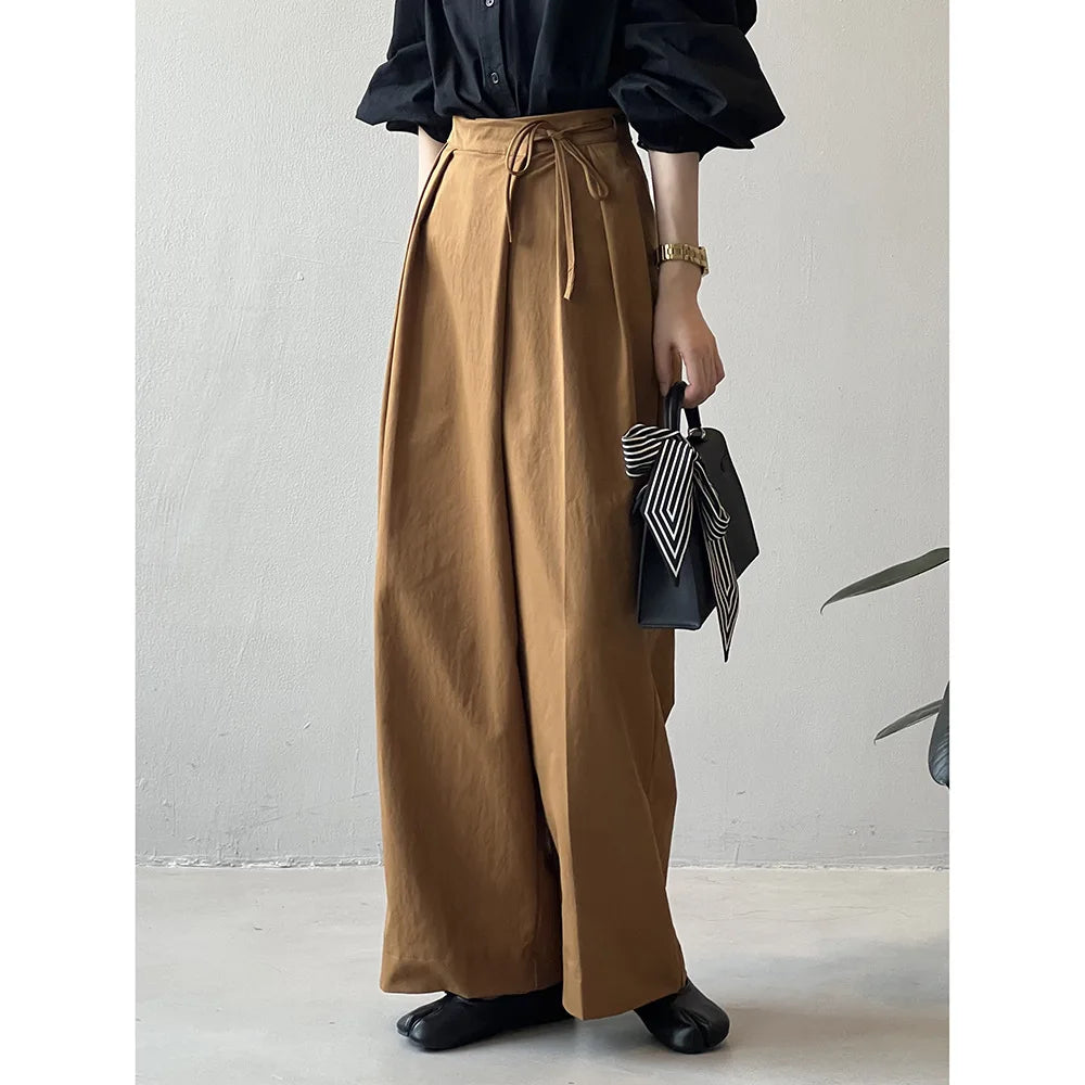 Boutique Wholesale 2026 Autumn New Fashionable High Waisted Straight Leg Casual Wide Leg Women's Pants