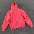 High Quality French Terry Street Wear Cotton Acid Wash Vintage Oversized Stone Wash Sun Faded Distressed Zip up Hoodies