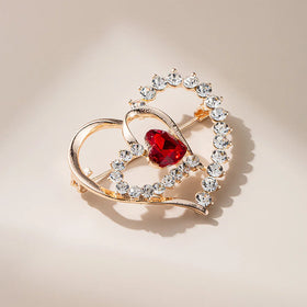 Heart Brooch for Women Cluster Pave Clear Crystal Love Heart Pearl Brooch Pin Wedding Party Clothes Accessories