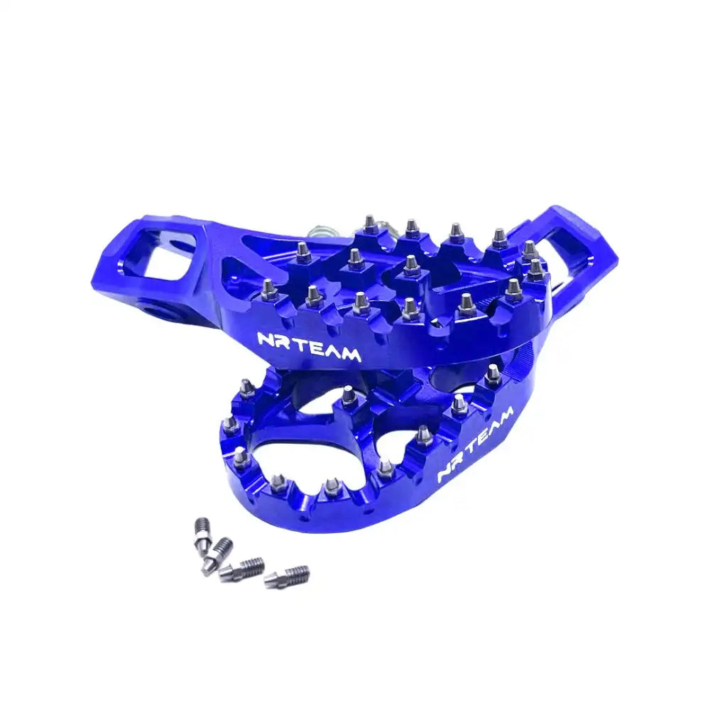 Nrteam Blue Ergal Footrests Pair for FANTIC 125 XE 21-23 Construction Machinery Parts Made in Italy