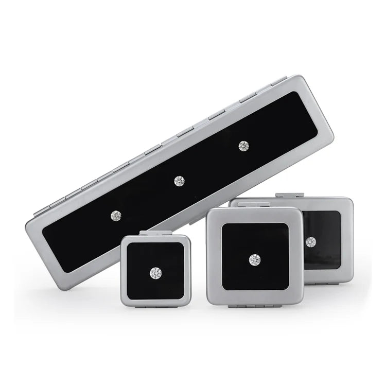 Wholesale Meta Diamond Gemstone Display Box with Sponge Insert Jewelry Stone Storage Container