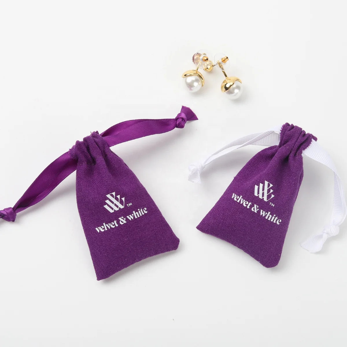 Mini  Cotton Drawstring Pouch Bag Small Purple Bracelet Package Jewelry Packaging Bag Pouch