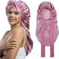 Satin Bonnet with Elastic Tie Band Long Hair Wrap for Women's Braids and Sleep Eye Health Supplies