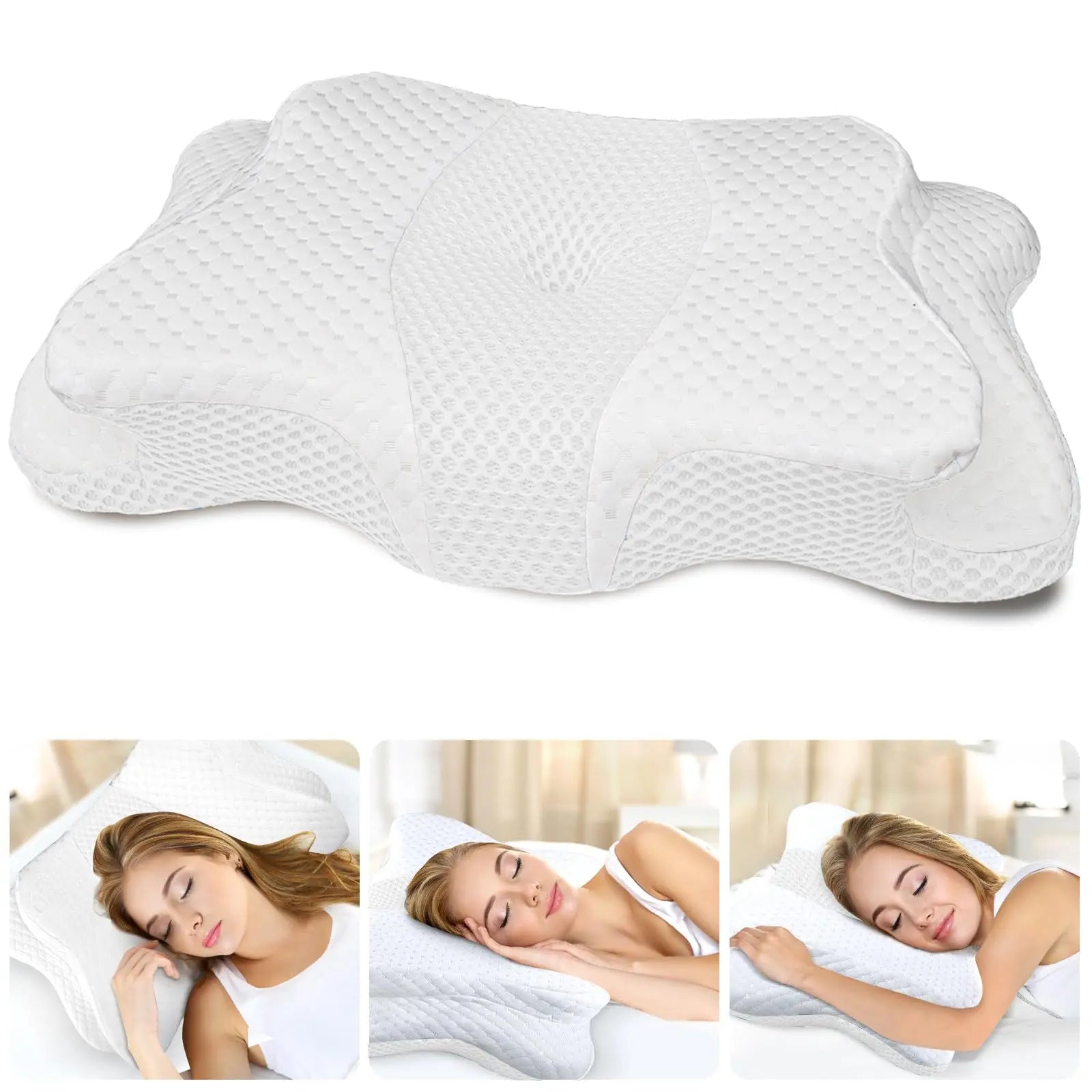 Memory Foam Cervical Pillow Ergonomic Neck Contour Pillow for Pain Relief Supportive Bed Pillow for Side/Stomach/Back Sleepers