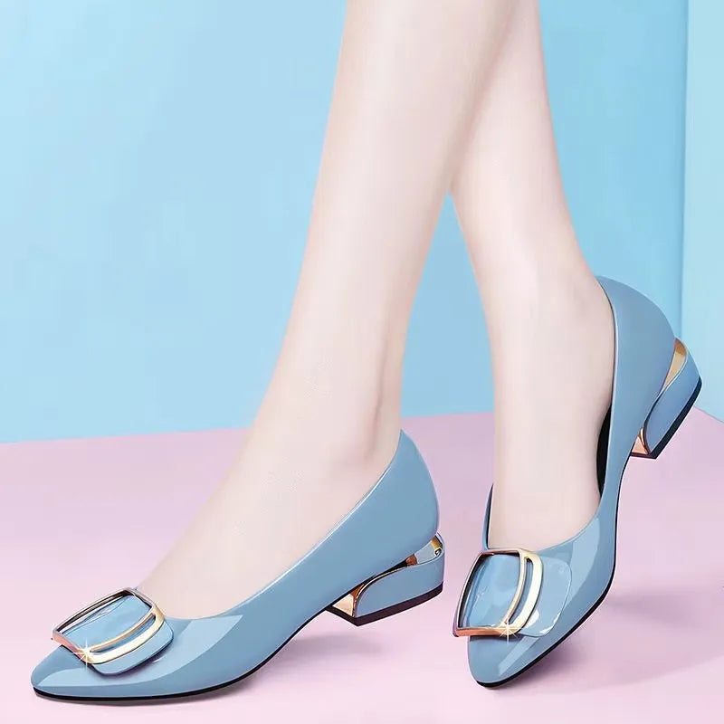 Wholesale 2025 Fashion Comfortable Elegant Square Casual Work Flat Loafers Slip-On Heel Shoes Ladies Sandals Pumps for Women