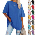 Wholesale Cotton Polyester Plain Oversized T-shirt Tee Women Custom Logo Casual Shirts O Neck Loose Blouse