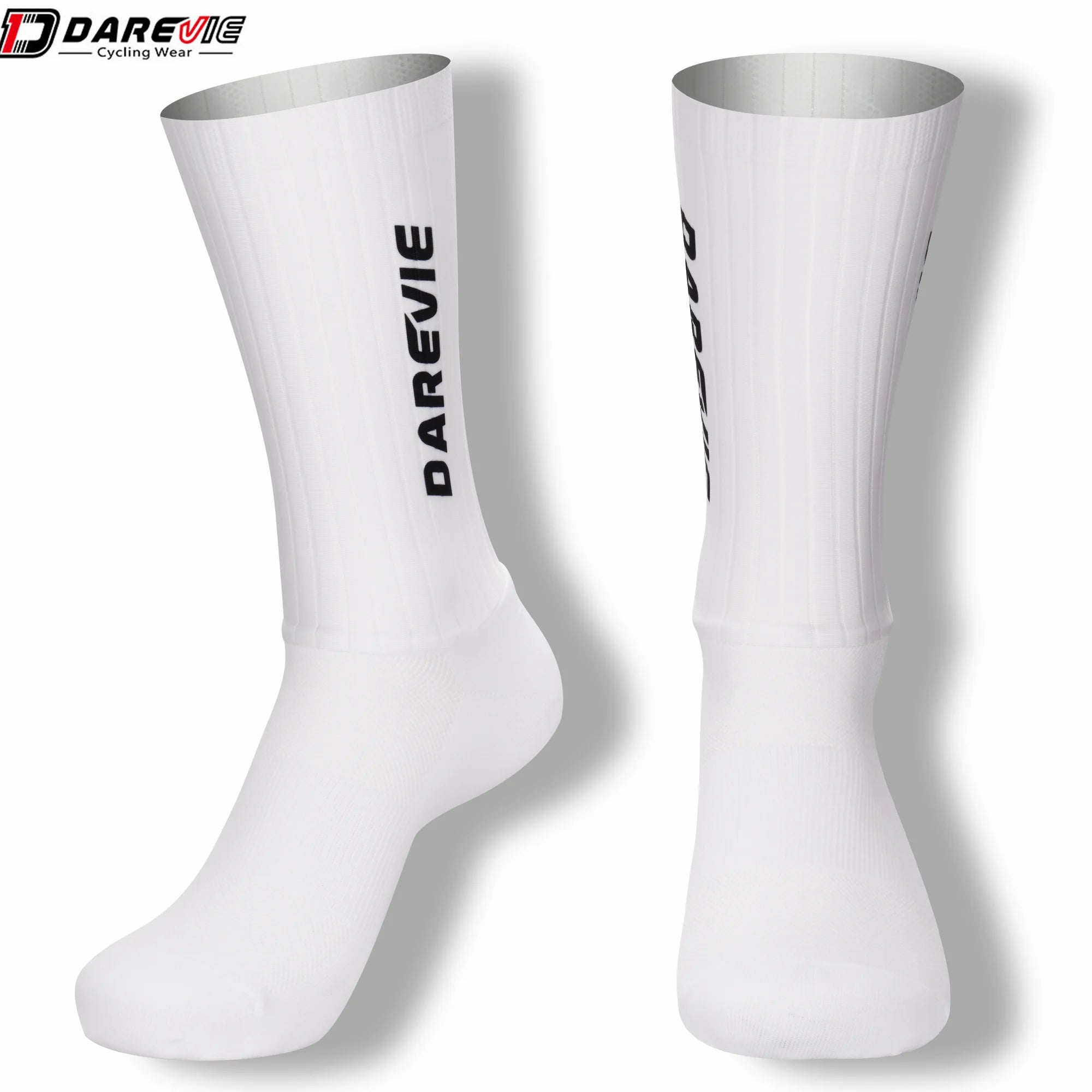 Darevie Breathable Aero Bike Socks Cycling Socks Fabric Stripe Custom Cycling Bicycle Sport Running Anti Slip Silicone Socks Men