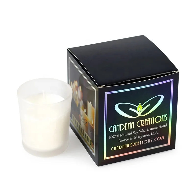 Custom Designed Aromatherapy Candle Packaging Recycled Paper Folder Box with Embossing and Matt Lamination by Manufacturer